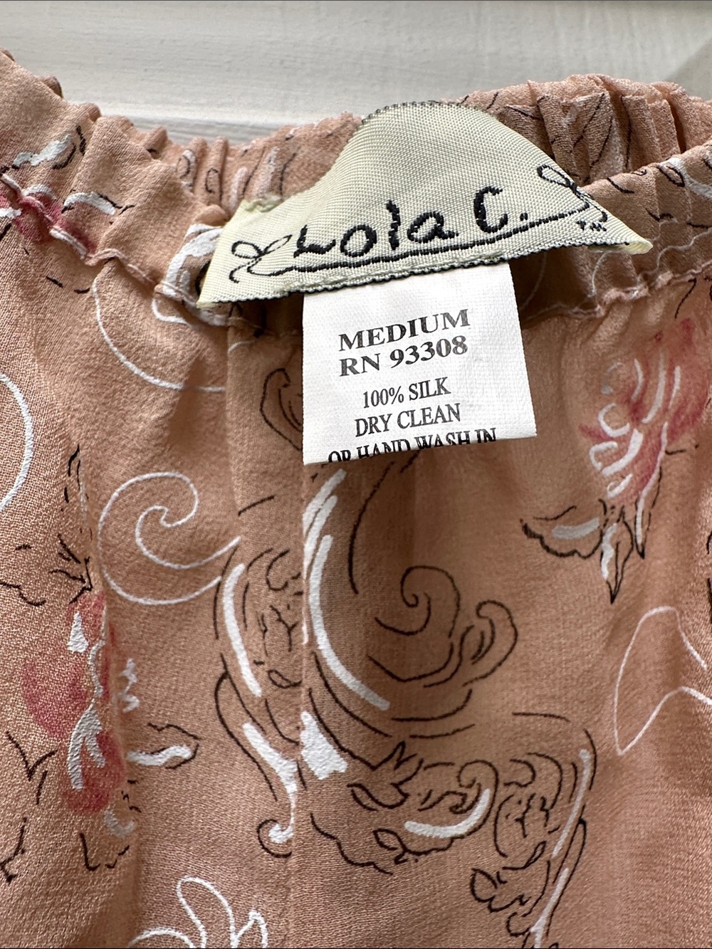 Lola C. Silk bottom pajamas in Dusty Rose Floral…Hand wash.